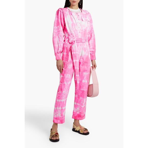 Love Shack Fancy Denim Jumpsuit Pink Tye Dye Size 4 - Picture 1 of 4